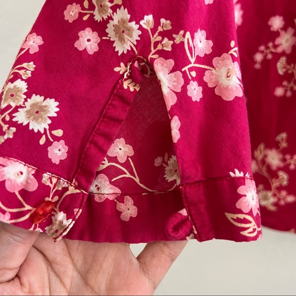 Fuchsia cherry blossom print blouse with 3/4 sleeves. - Picture 4 of 5